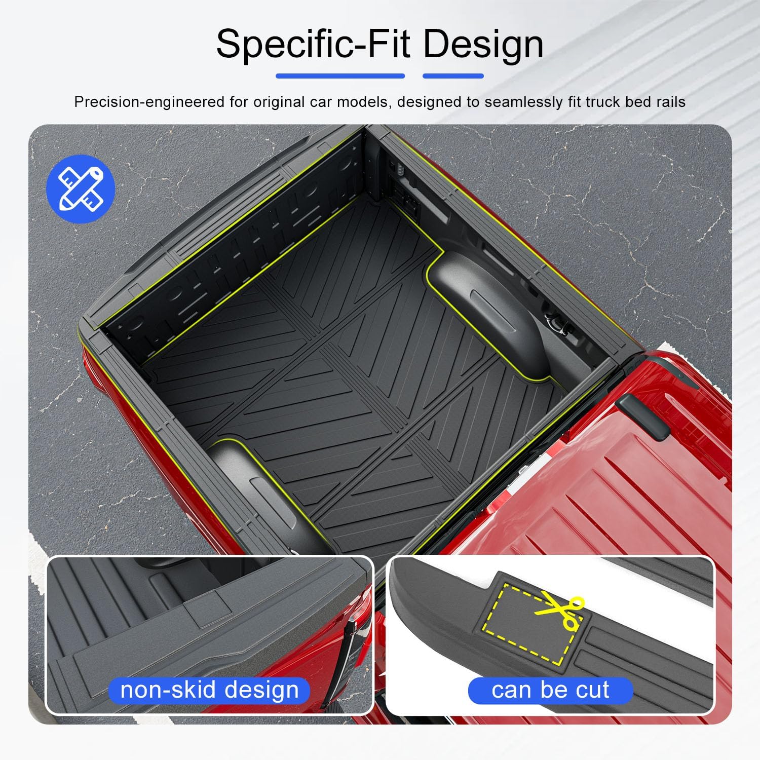 Xipoo 5.5FT Truck Bed Mat Compatible with 2015-2025 Ford F150 Truck Liner Truck Bed Rail Cap Replacement for 2015-2025 Ford F-150 Accessories