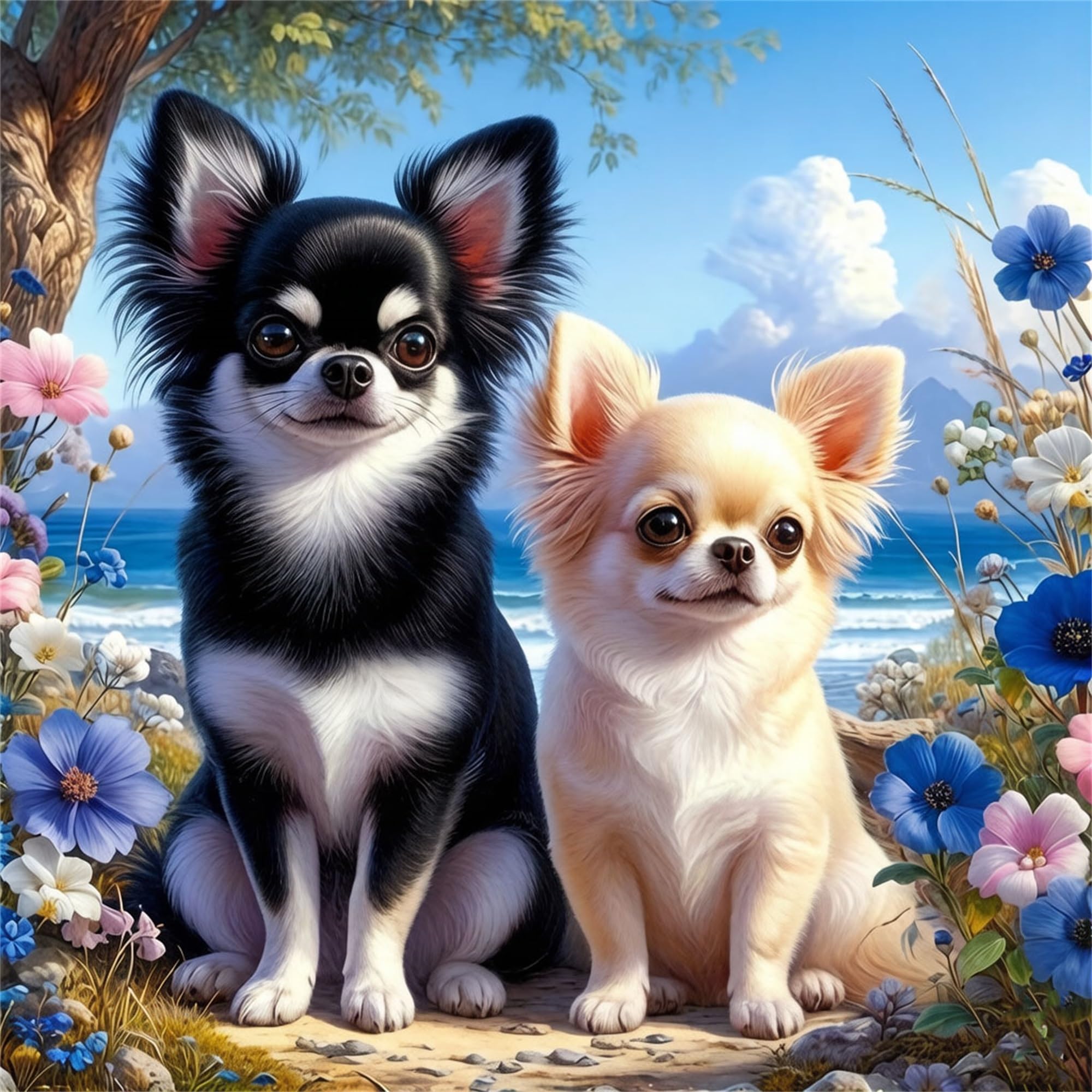 NANJDIAN 5D DIY Dog Diamond Painting Kit for Adults,Diamond Art Kits for Beginner,Painting by Diamonds,Gem Art Kits Round Drill for Home Wall Decor Gifts for Women, Men (Dog)