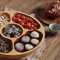 Vista 5 de Caja multifuncional de madera para bocadillos de frutas secas, contenedor de almacenamiento de boda, plato de fruta, bandeja para servir plato