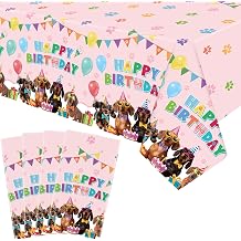 KEFAN 4 Pieces Dachshund Birthday Party Tablecloths Supplies, Rectangle Dachshund Theme Birthday Party Table Cover, Dachshund Party Plastic Tablecloths for Birthday Party Decorations, 51 x 86 Inch
