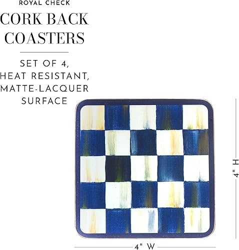 Miniatura 6 de MACKENZIE-CHILDS Royal Check - Juego de manteles individuales con juego de posavasos, 4 de cada uno, acabado duro