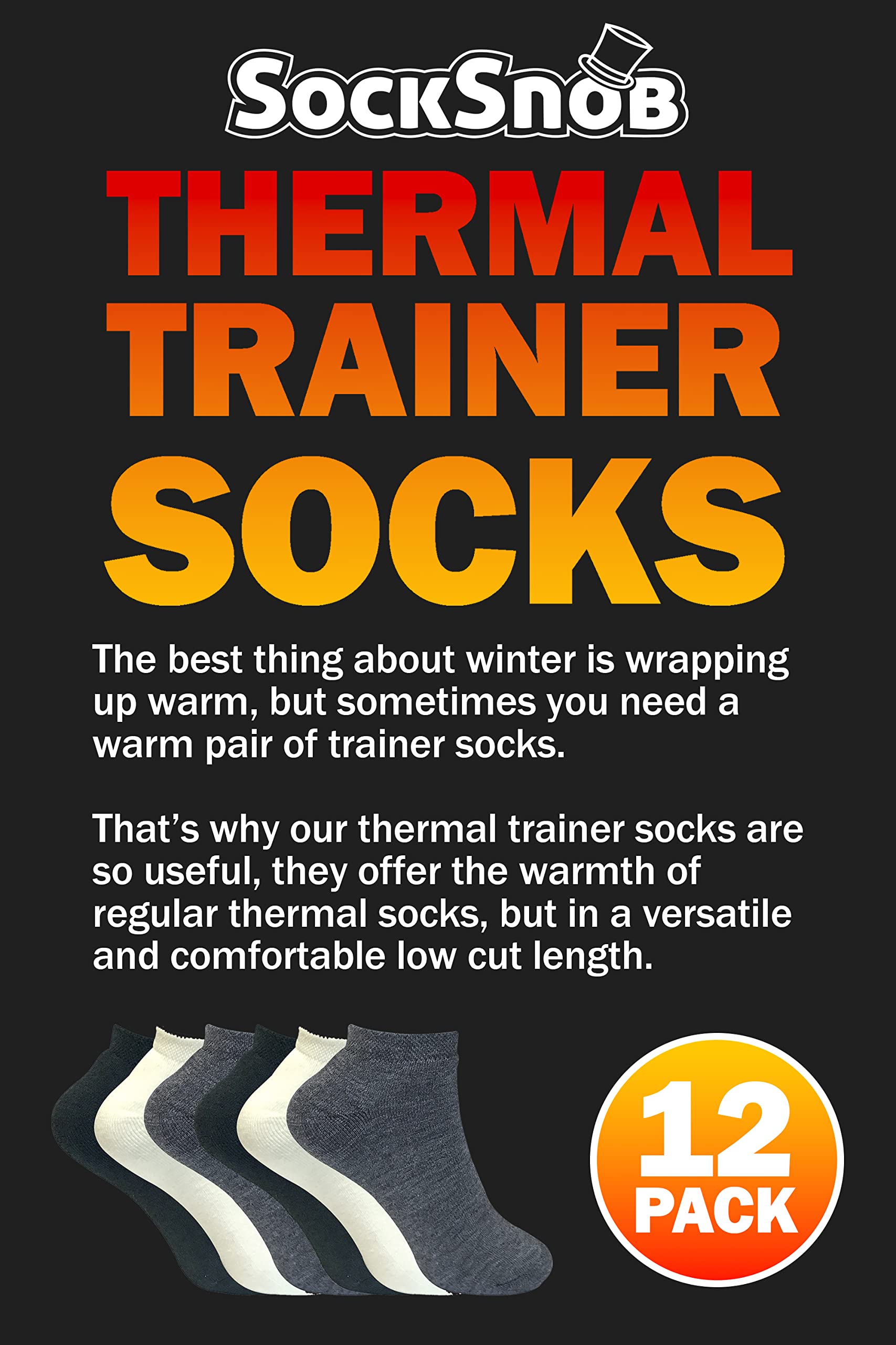 Sock Snob - Pack De 12 Pares De Calcetines Tobilleros Para Mujer, Gruesos Y Cálidos Para Invierno