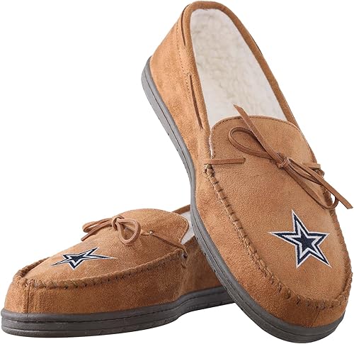 Miniatura 39 de FOCO Mens NFL Team Logo Moccasin Slippers Beige,Color del equipo