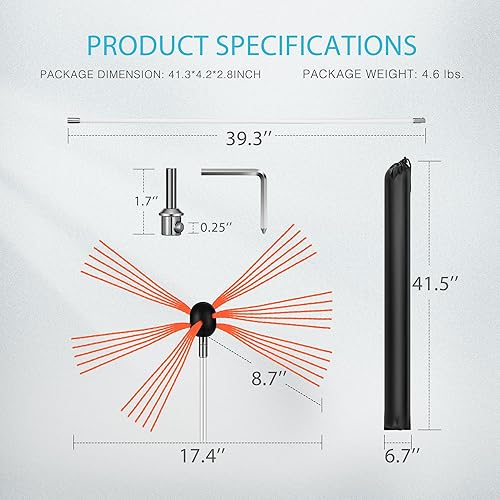 Miniatura 7 de VIVOHOME Kit de herramientas de cepillo de limpieza de 20 pies con 6 varillas flexibles de nailon reforzado, bloqueo a presión, ángulo de 45 grados