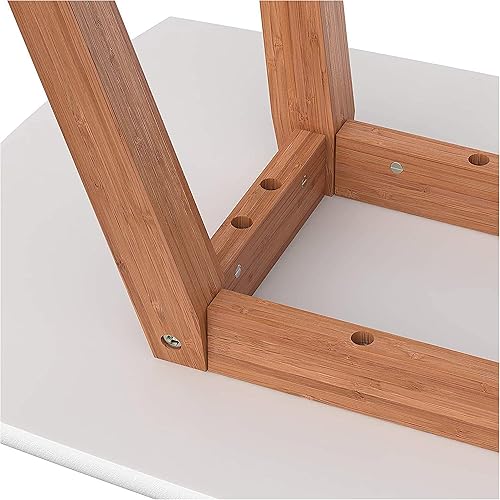 Miniatura 7 de bonVIVO Mesa de centro pequeña – Moderna mesa baja con marco de madera de bambú, mesa auxiliar compacta para sala de estar, dormitorio, apartamento,