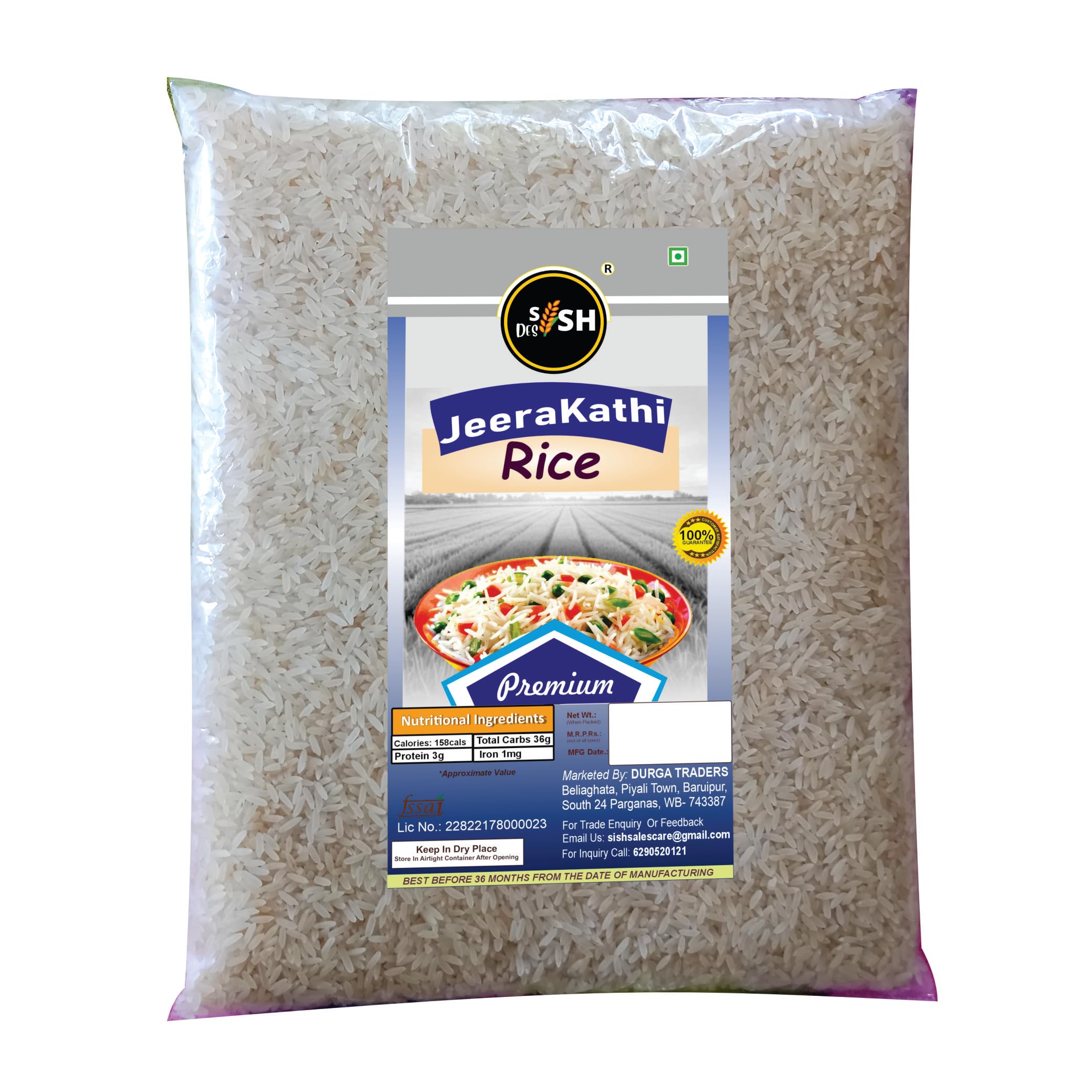 Sish Desi Premium Long Grain Jeerakathi Rice (Unpolished) 5Kg: Parboiled Biryani Rice | Naturally Gluten Free & Chemical Free Samba Rice | Pulao Rice | Jeera Kati Rice (B0DGKX9LL7) Amazon Price History, Amazon Price Tracker