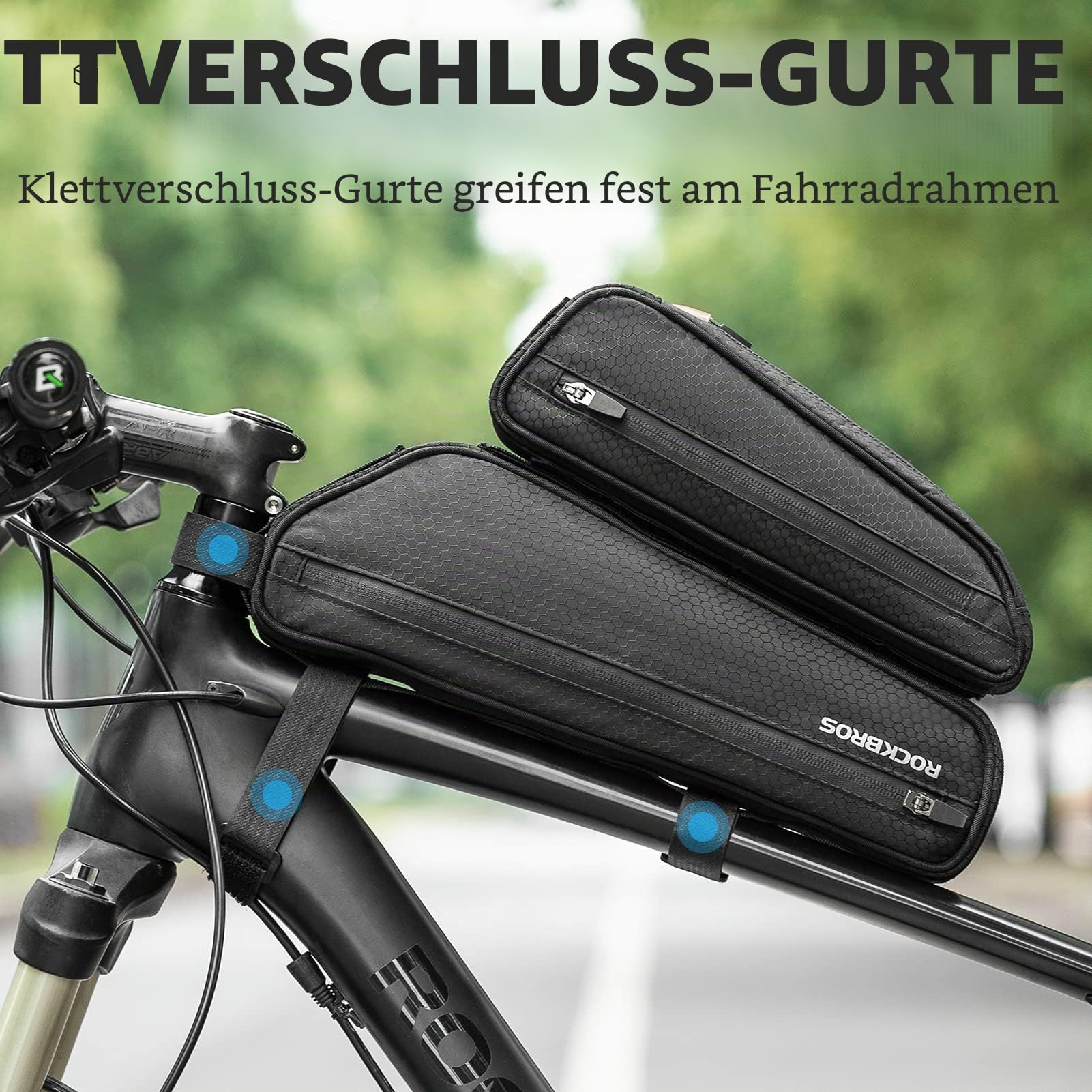 ROCKBROS Fahrradtasche Set, Fahrrad Lenkertasche + Rahmentasche, 2 in 1 Abnehmbare Dreiecktasche für MTB Rennrad E-Bikes 2,5L