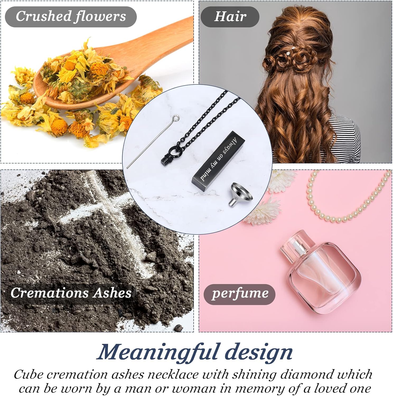 MTLEE Urn Necklace for Ashes for Men Women Cremation Jewelry for Ashes Stainless Steel Small Keepsake Pendant for Human Ashes - Image 3