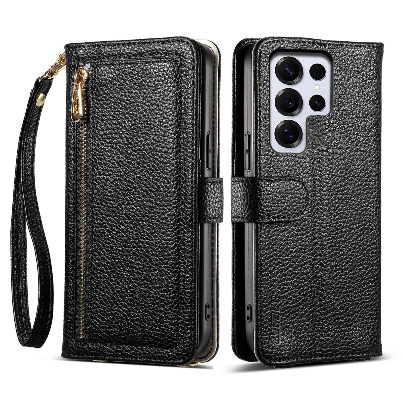 Étui portefeuille en cuir Samsung S24 Plus noir chic - 8