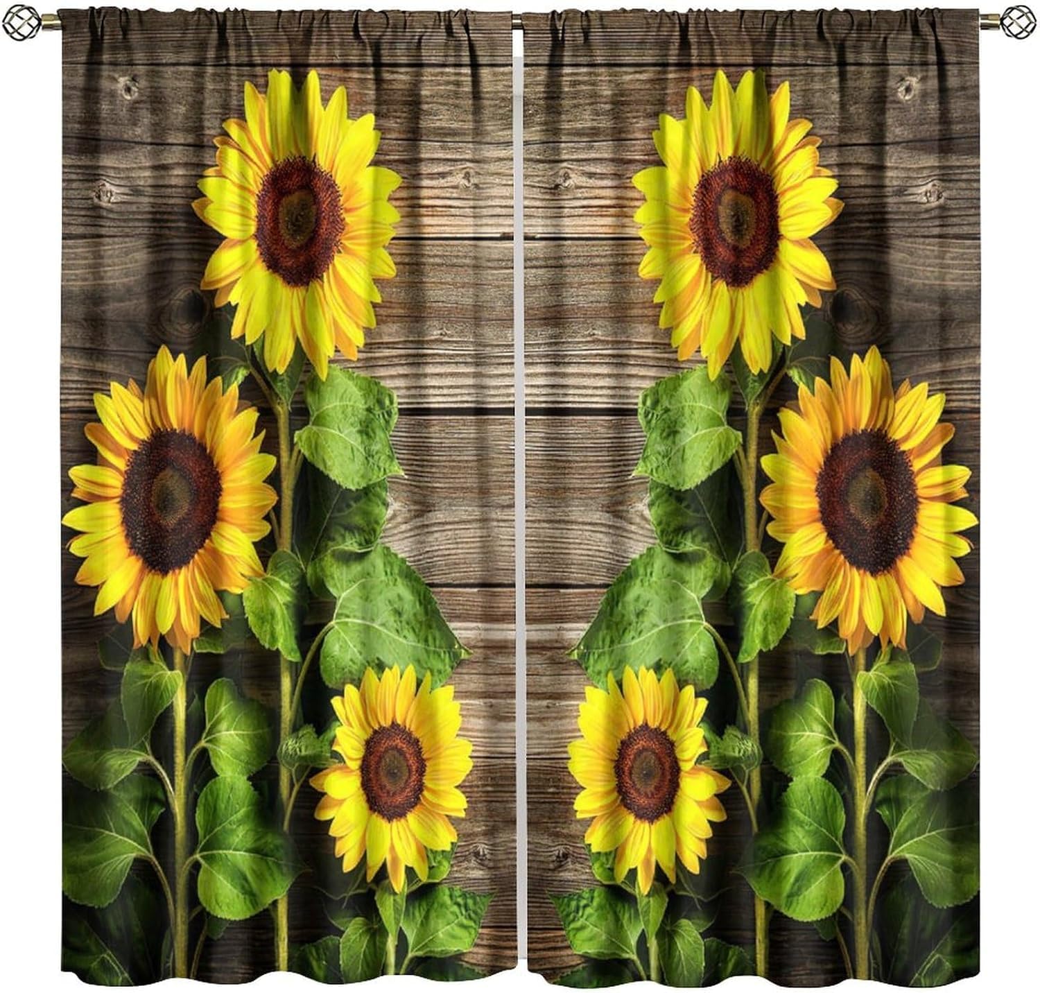 Rideau occultant à oeillets plante fleur de tournesol anti bruit rideaux