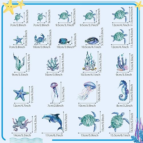 Miniatura 3 de Xuhal 22 calcomanías magnéticas de tortuga marina luminosas para nevera, crucero, barco, decoración de puerta de auto, calcomanías magnéticas que