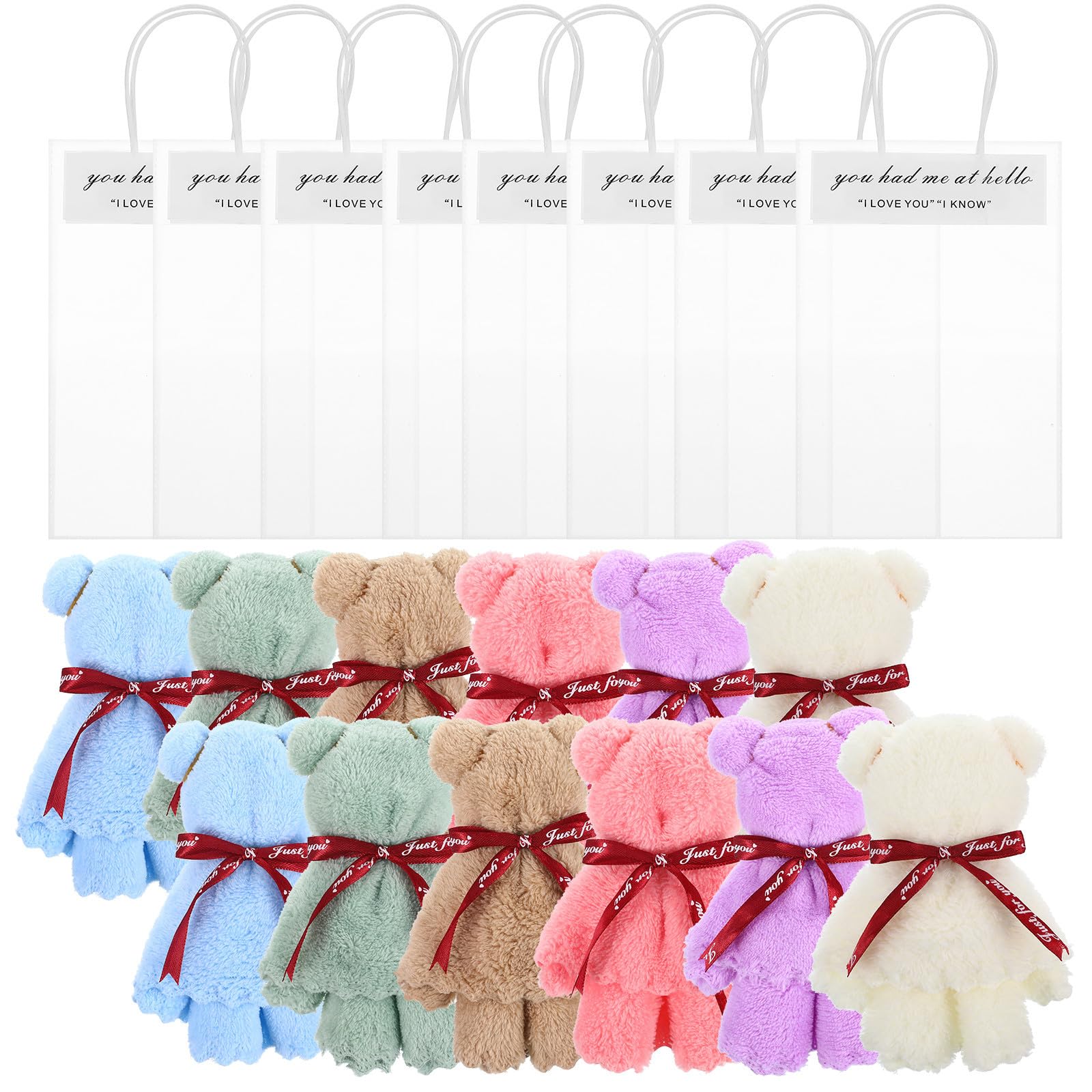 Toallas de mano en forma de oso Abaodam con bolsa para detalles de bodas