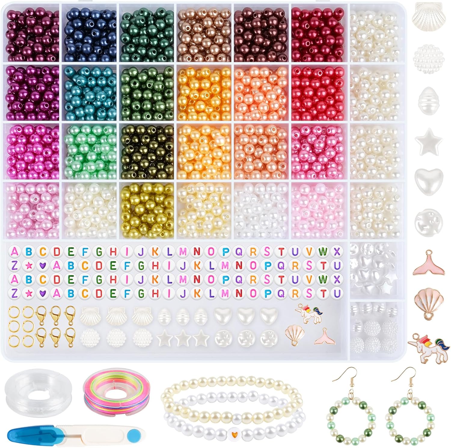 EUES Perlen Bunte, 1900+ Beads for Jewellery Making, Bunte Perlen zum