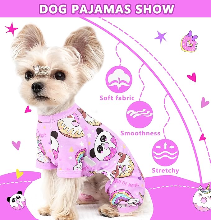 Pijama para Perro Veraniego con Estampado de Donas, Talla XS, Morado miniatura 2