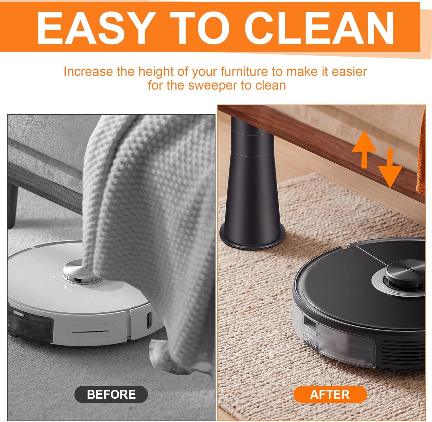 12 Inch Heavy Duty Bed Risers – Set of 4 Adjustable Round Furniture Risers Lifts 6" 8" 10" 12" for Beds, Sofas, Tables– 6000 Lbs Total Capacity