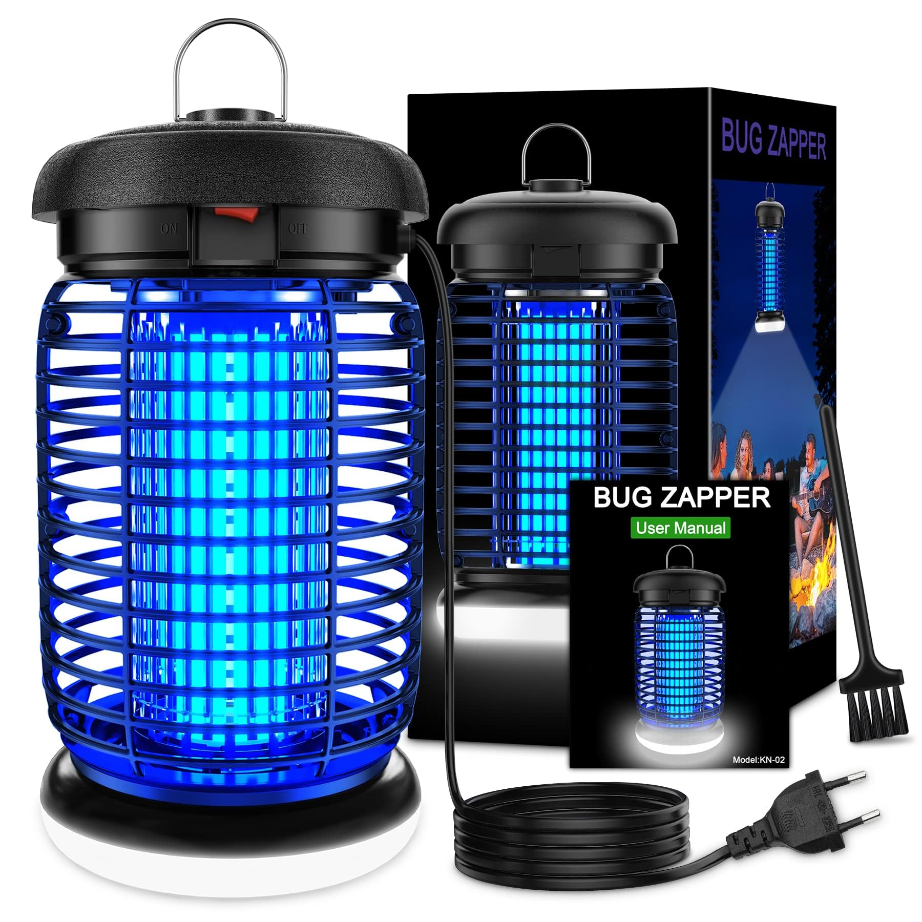 seenlast Lampada Antizanzare Elettrica, Lampada Zanzare 15W 4200V UV Zanzariera Elettrica Impermeabile IPX4, Uccidi Trappola Insetticida Zanzare per Giardino Interno Esterno (Con Gancio e Led Luce)