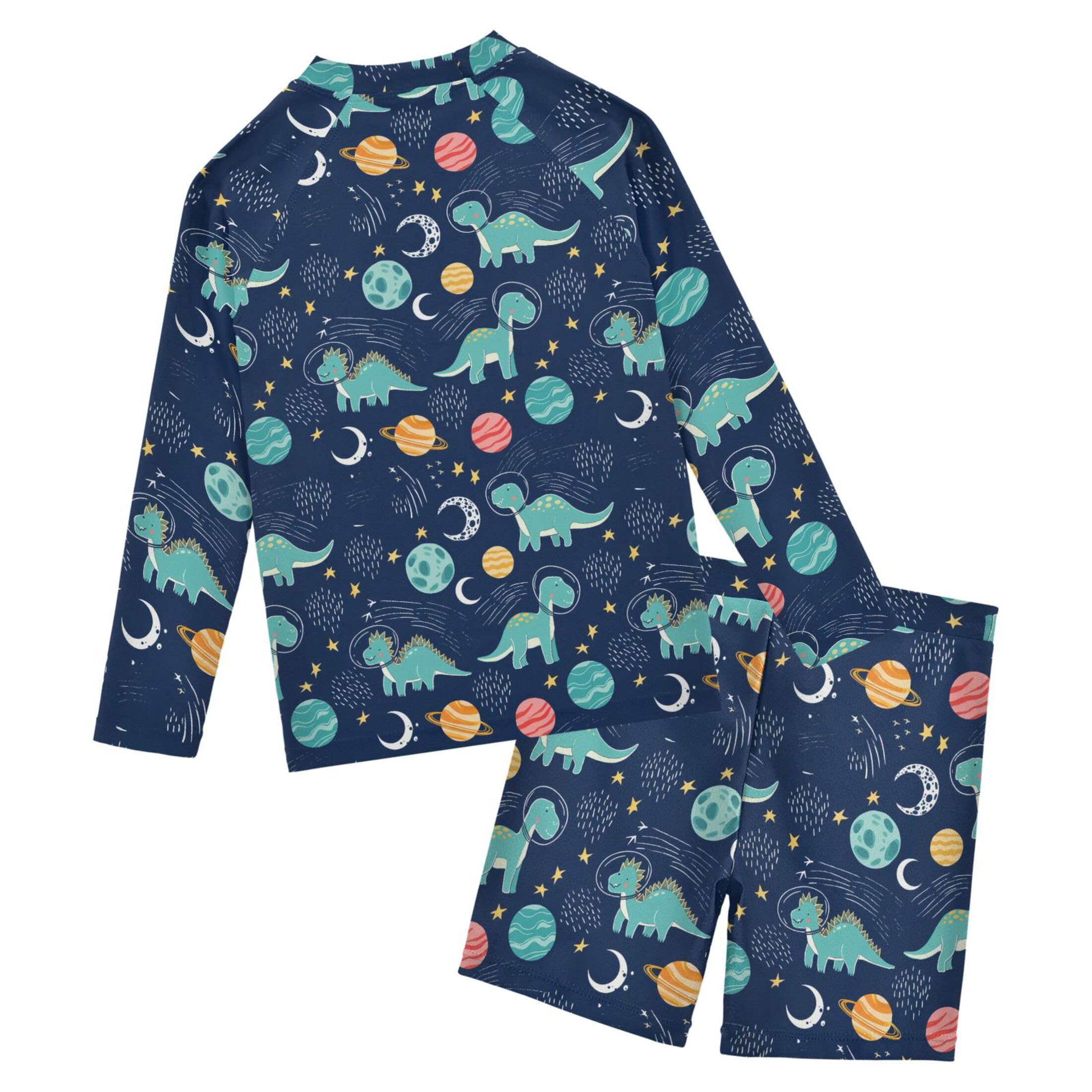 Cute Dinosaur Baby Boys' Toddler Long Sleeved Rashguard Swim Bathing Suit Set B0404093
