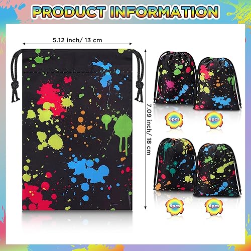 Miniatura 2 de Sweetude 24 bolsas de neón con cordón, pequeñas de neón que brillan en la oscuridad, regalo de fiesta, mochila con cordón, suministros de decoración