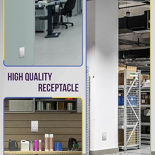 Miniatura 4 de ENERLITES Receptáculo dúplex, toma de pared eléctrica de 20 amperios, grado industrial, 2 polos, 3 cables, 20 A 250 V, certificación UL, 62081-W,