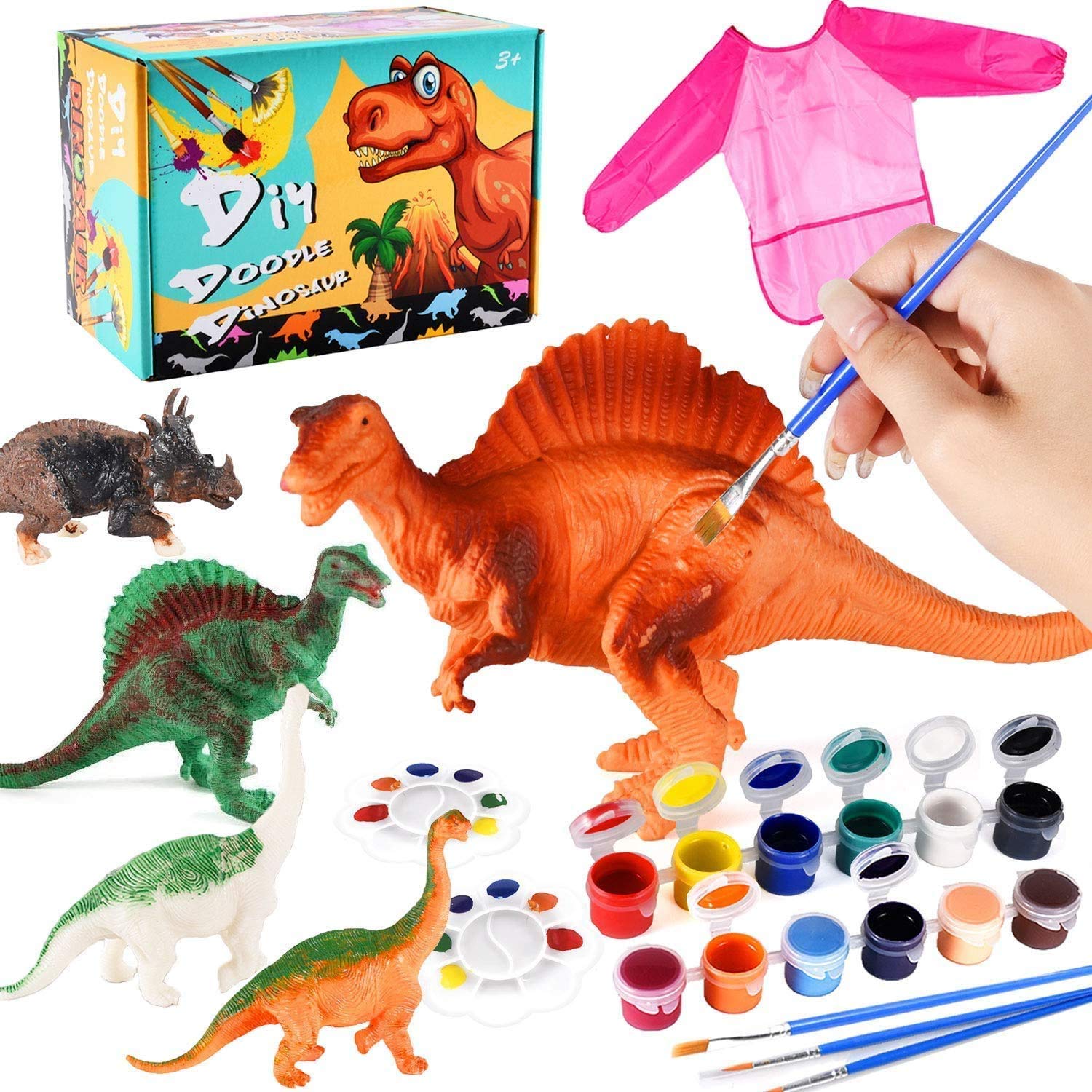 Soyin Kids Arts and Crafts Set Painting Kit - Dinosaurs Toys Art and Craft Supplies Party Favors for Boys Girls Age Over 5 Years Old Kid Creativity DIY Gift Easter Paint Your Own Dinosaur Set