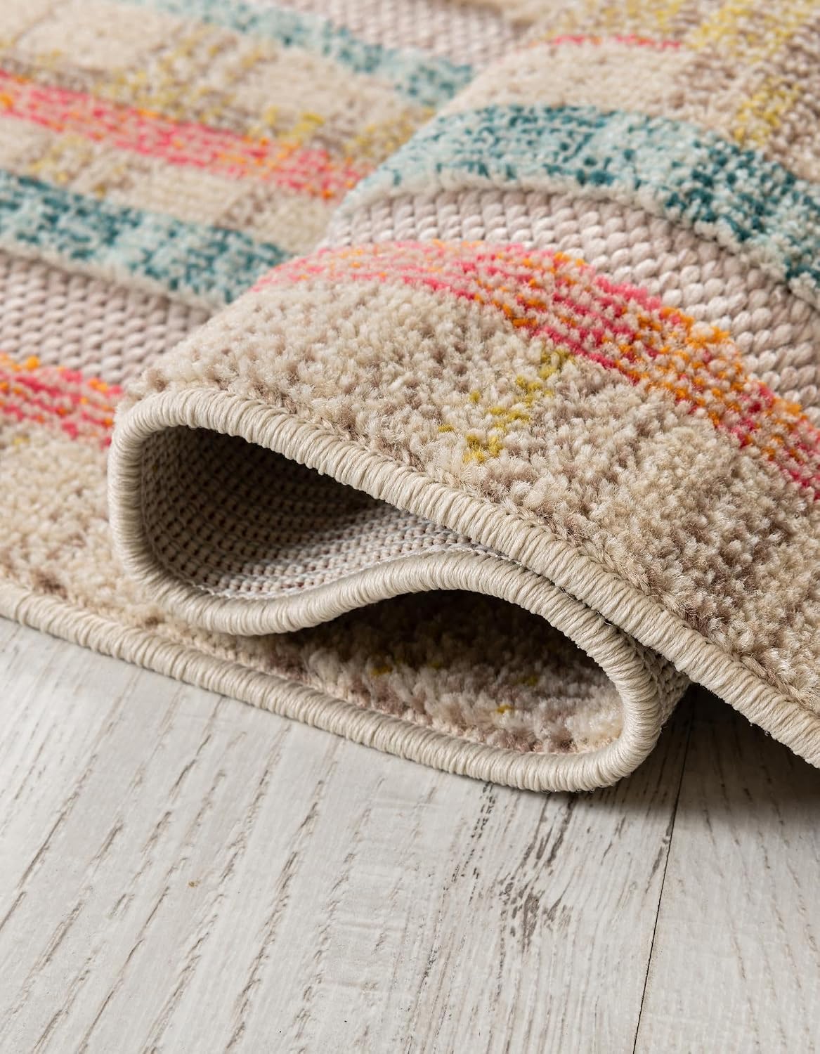 Rugs.com Outdoor Casablanca Collection Rug – 2x3 Multi Beige Low-Pile Rug Perfect for Entryways, Kitchens, Breakfast Nooks, Accent Pieces