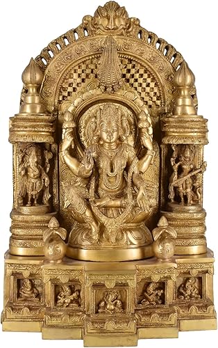 Estatua de la diosa de latón de ballena blanca Lakshmi Darbar, Dios Ganesha y Diosa Laxmi Saraswati Idol Statue Murti Decoración del hogar