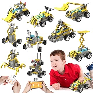 12 in 1 STEM Project Toys, Educational Building Blocks for Kids Ages 8-14, App & Remote Control Robot Engineering Cars Kits, Gift Sets for 7-9 8-12 and up Year Old Boys Girls, 702pcs
