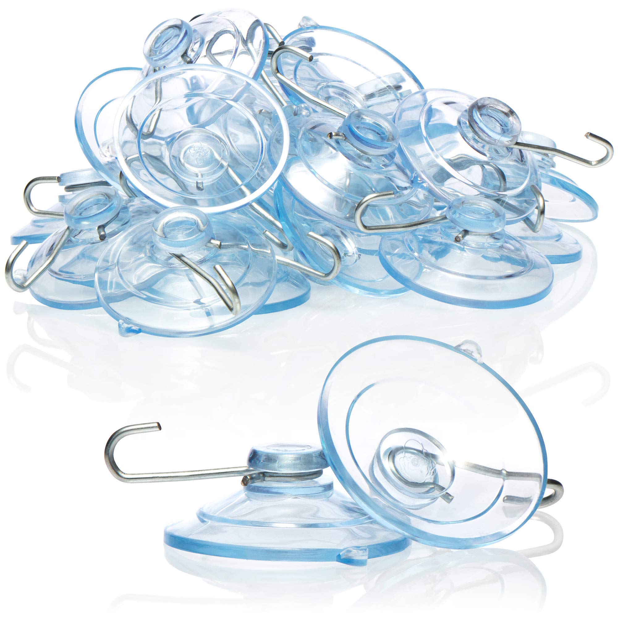 com-four® 20x Suction Cups - Universal Suction Cup Holder with Metal Hooks - Suction Cups for Hanging Fairy Lights, Towels, Decorations (Ø 4.5cm - 20 Pieces)