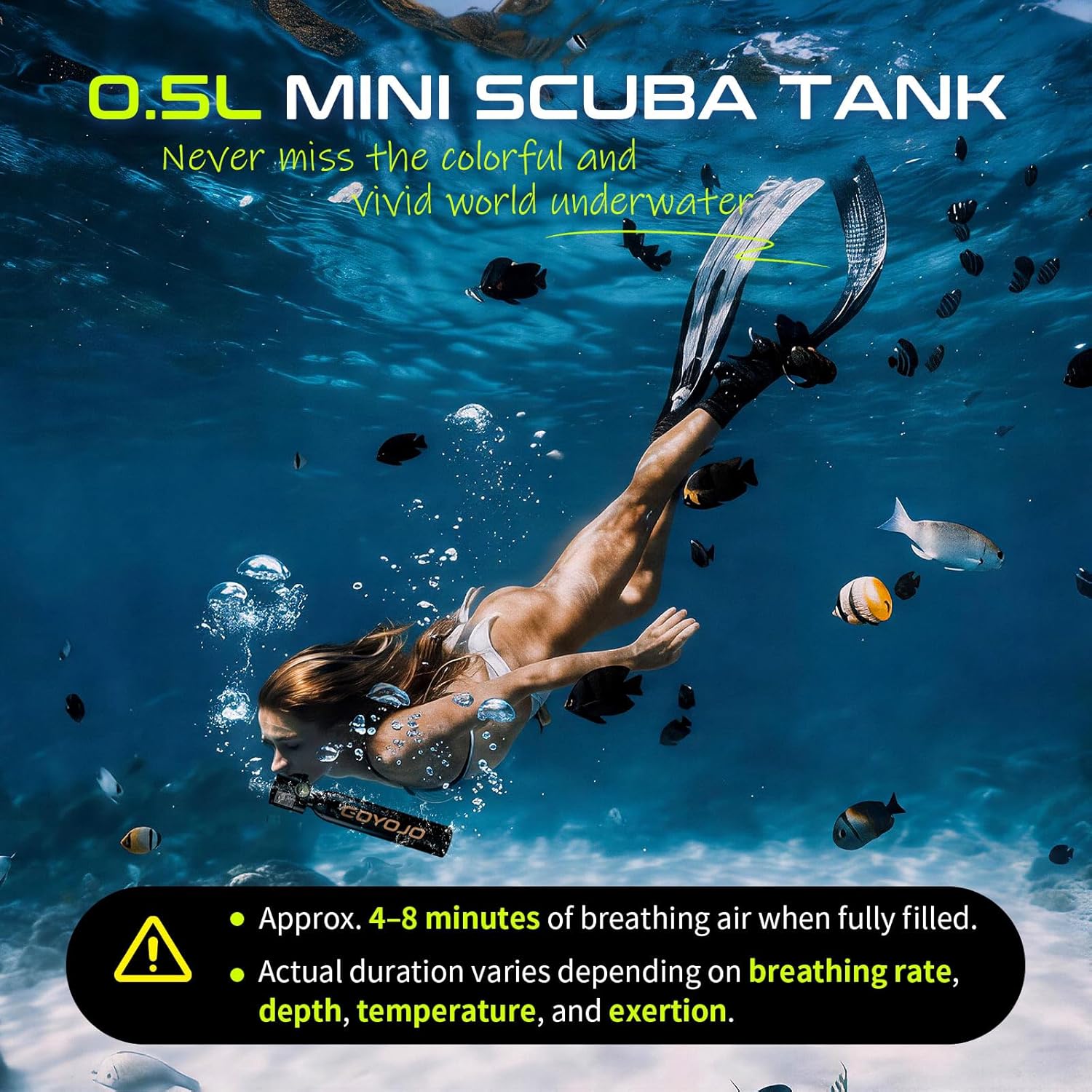 GOYOJO Mini Scuba Tank, Portable Diving Lung Air Tank with DOT Certified, Refillable Emergency Backup Pony Bottle for Snorkeling, Underwater Breathing, Training