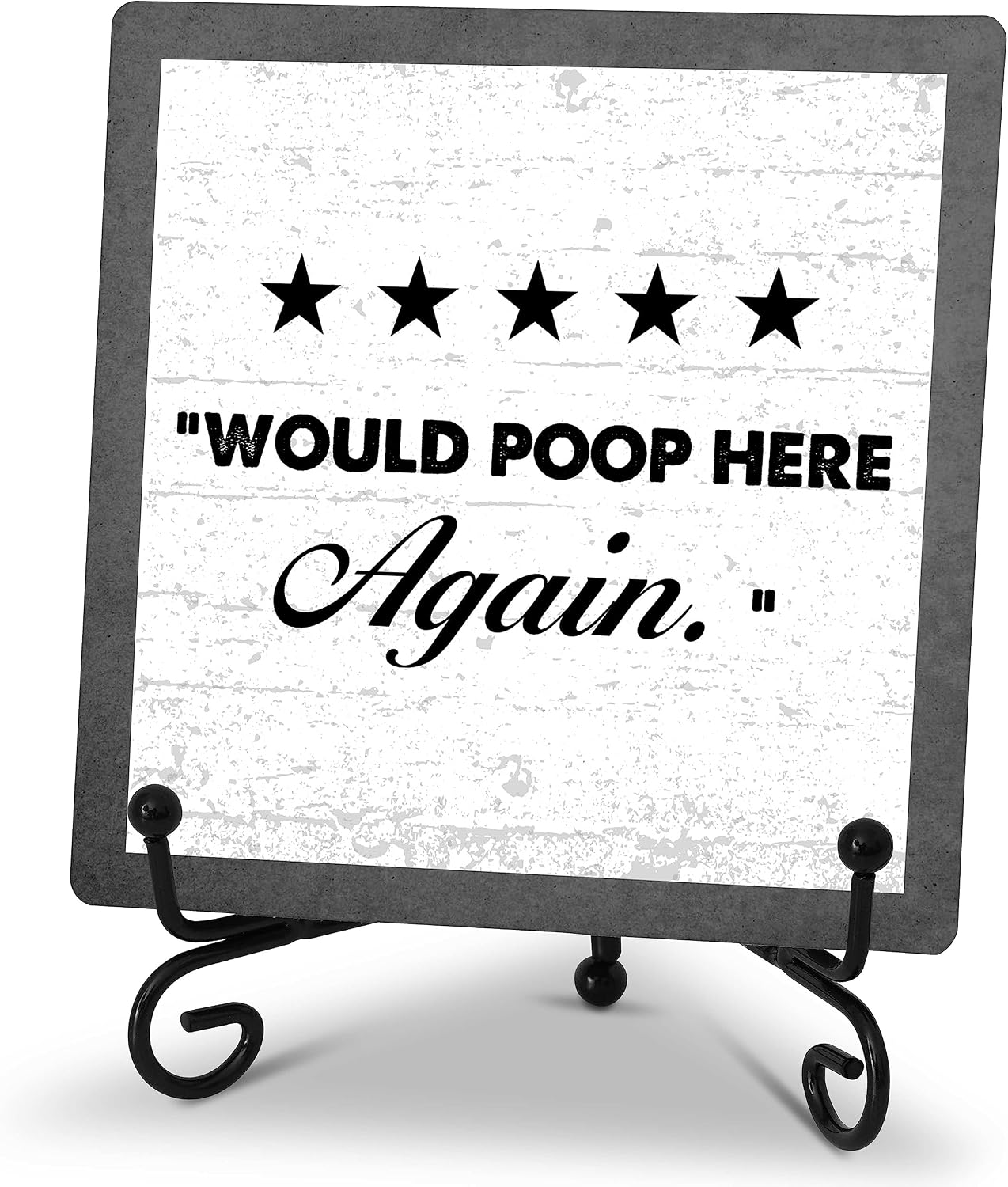 Would Poop Here Again Bathroom Sign, Bathroom Shelf Counter Decorations Items, Thanksgiving Christmas Birthday Gifts for Women Men Home Restroom Toilet Decor - A02
