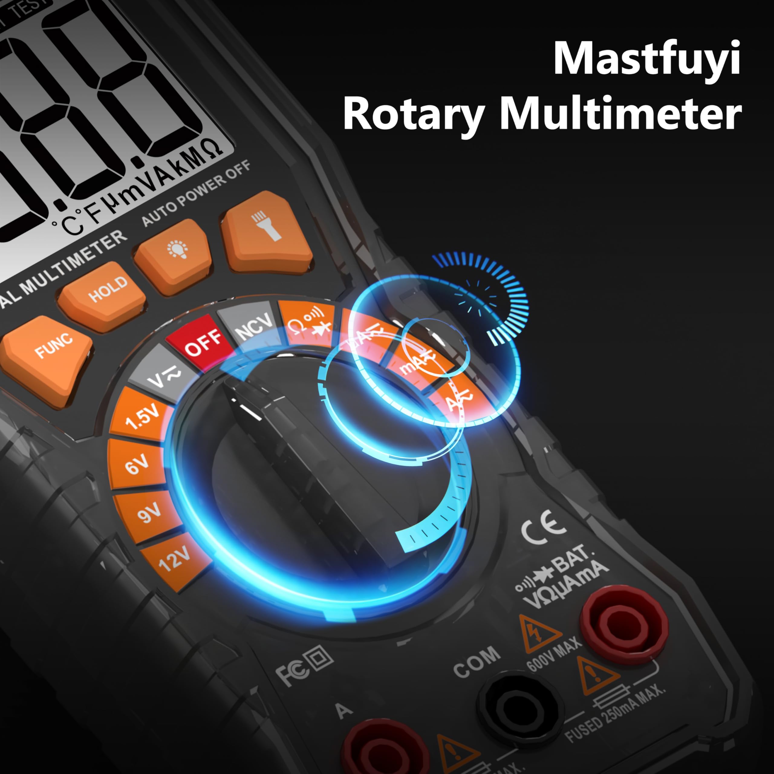 Multimetro Digitale, Tester multiplo con NCV, Test di Gamma Automatico, Tester per Batterie, Conta il Vero RMS 2000, Corrente AC/DC, Tensione AC/DC, Continuità, Resistenza, Diodo
