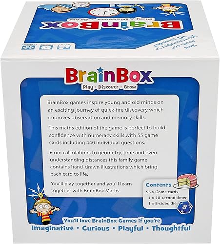 Miniatura 3 de BrainBox Juego de cartas de matemáticas, juego de trivia, divertido juego para noche de juegos familiares, juego de memoria para niños y adultos, a