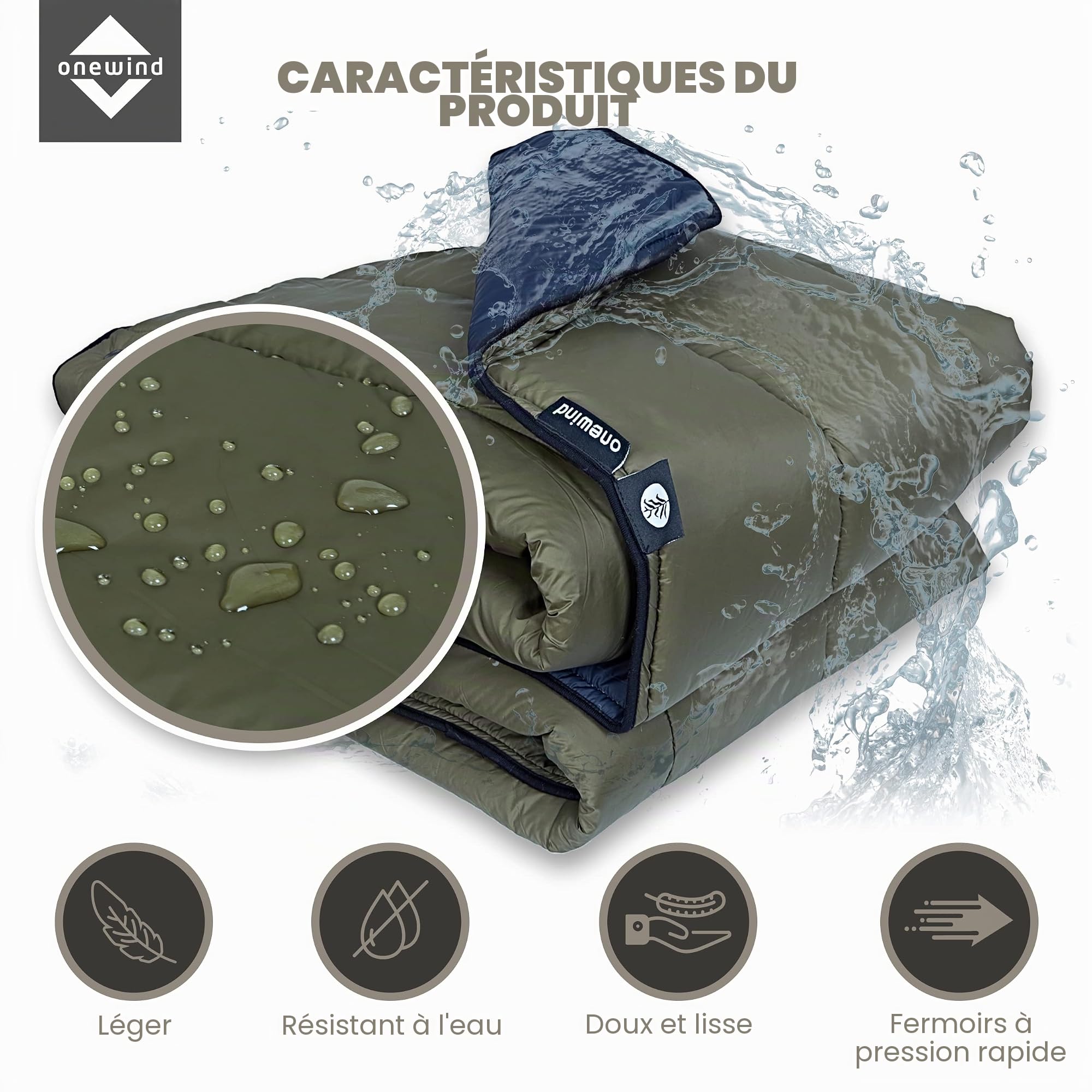 onewind Couverture de Camping de qualité supérieure, légère et Pliable pour la Plage, Le Camping, la randonnée, l'avion et la randonnée, Vert
