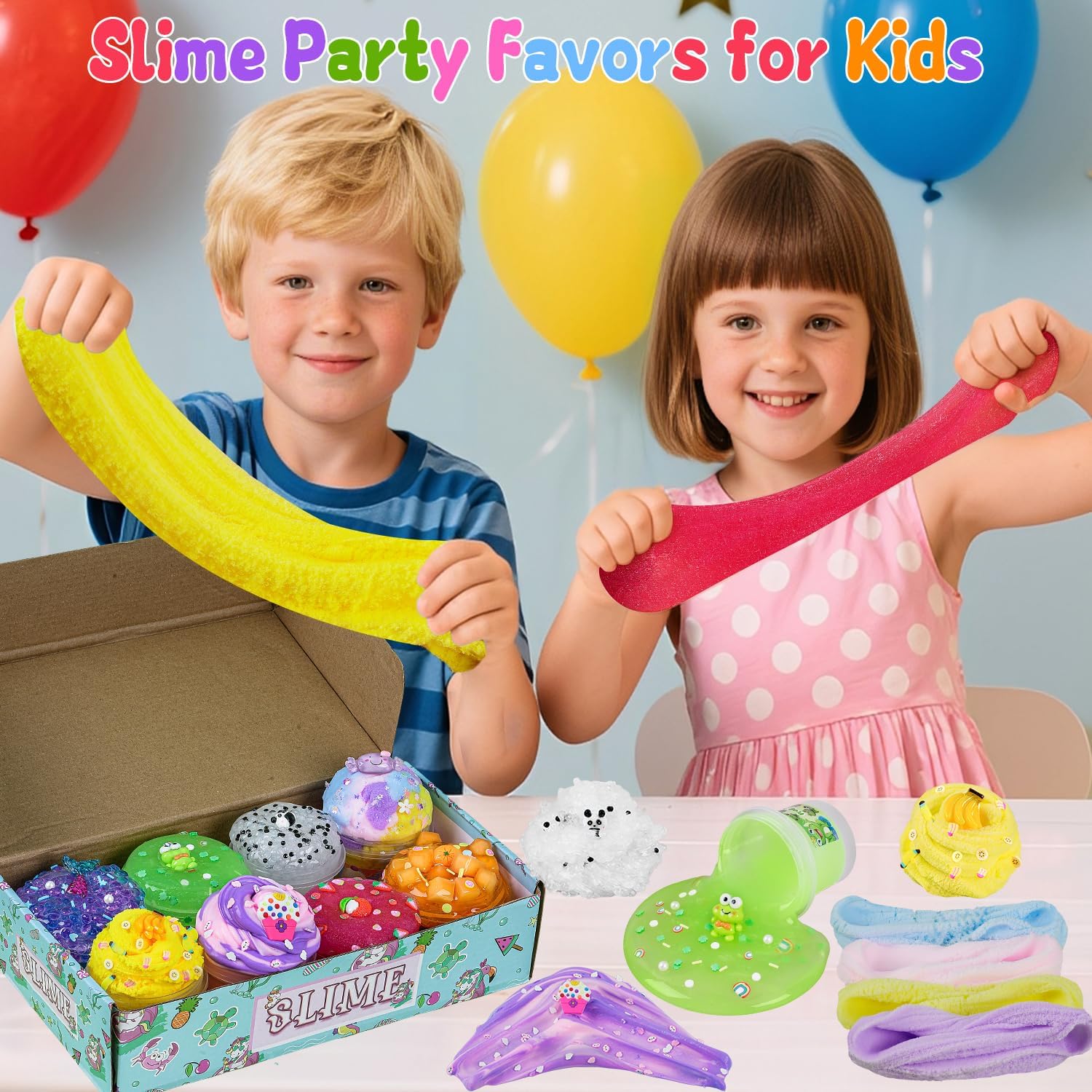 Slime Variety Pack Different Textures, 8 x 100ml Slimes Kit Includes Rainbow Cloud, Butter, Clear, Glow in The Dark Slime, Slimes Party Favors for Kids, Birthday Easter Halloween Boys & Girls Gift