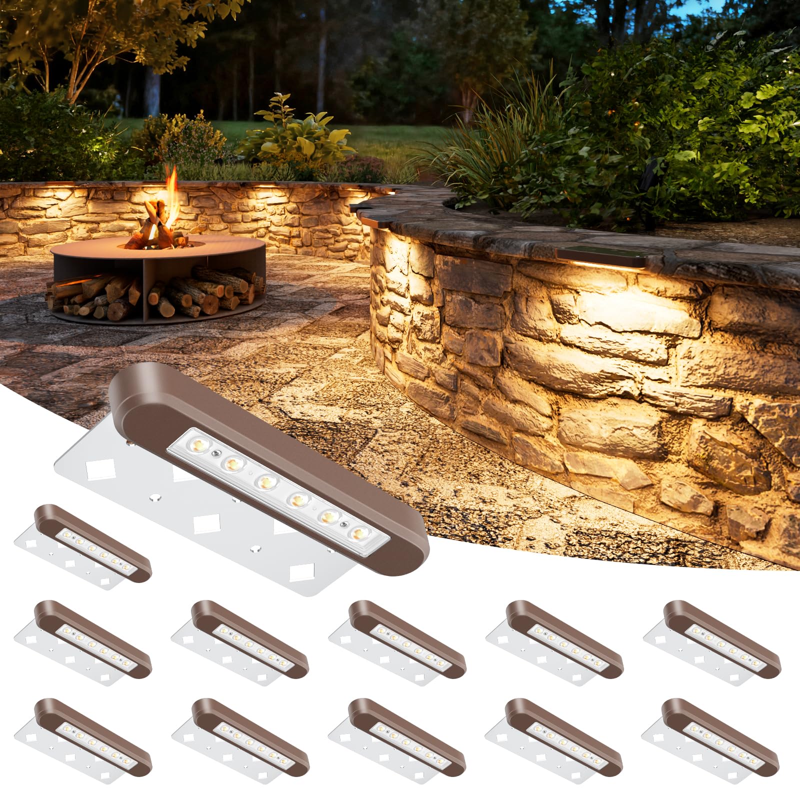 Photo 1 of VOLISUN 7 Inch Retaining Wall Lights, 2700K Hardscape Lighting, 12 Pack