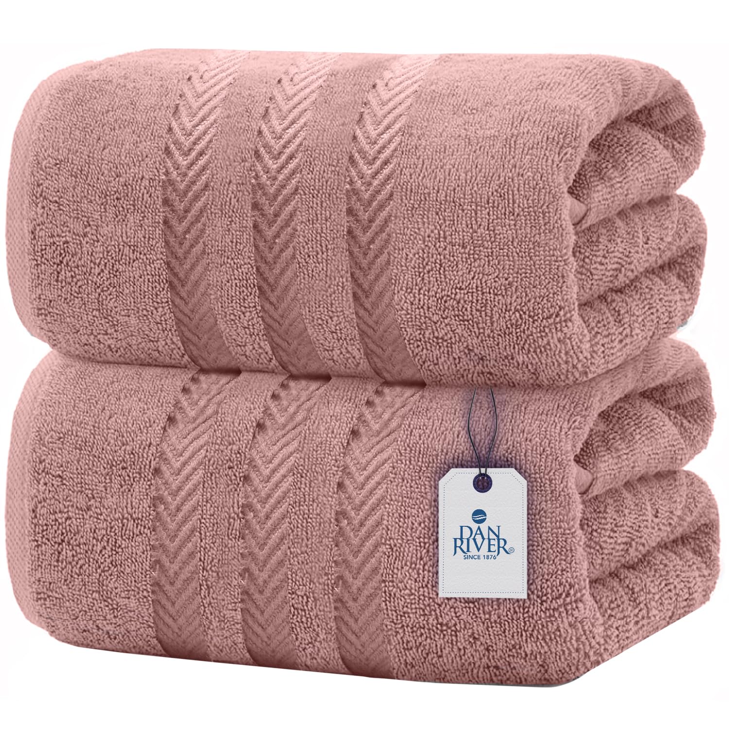 DAN RIVER Bath Sheets Set of 2 – 550 GSM Ultra Super Soft & Highly Absorbent Sheets – 100% Cotton Jumbo Large Bath Towels for Bathroom, Home, Hotel, Spa, Beach, Pool, Gym – 35”x70” in Dusty Rose