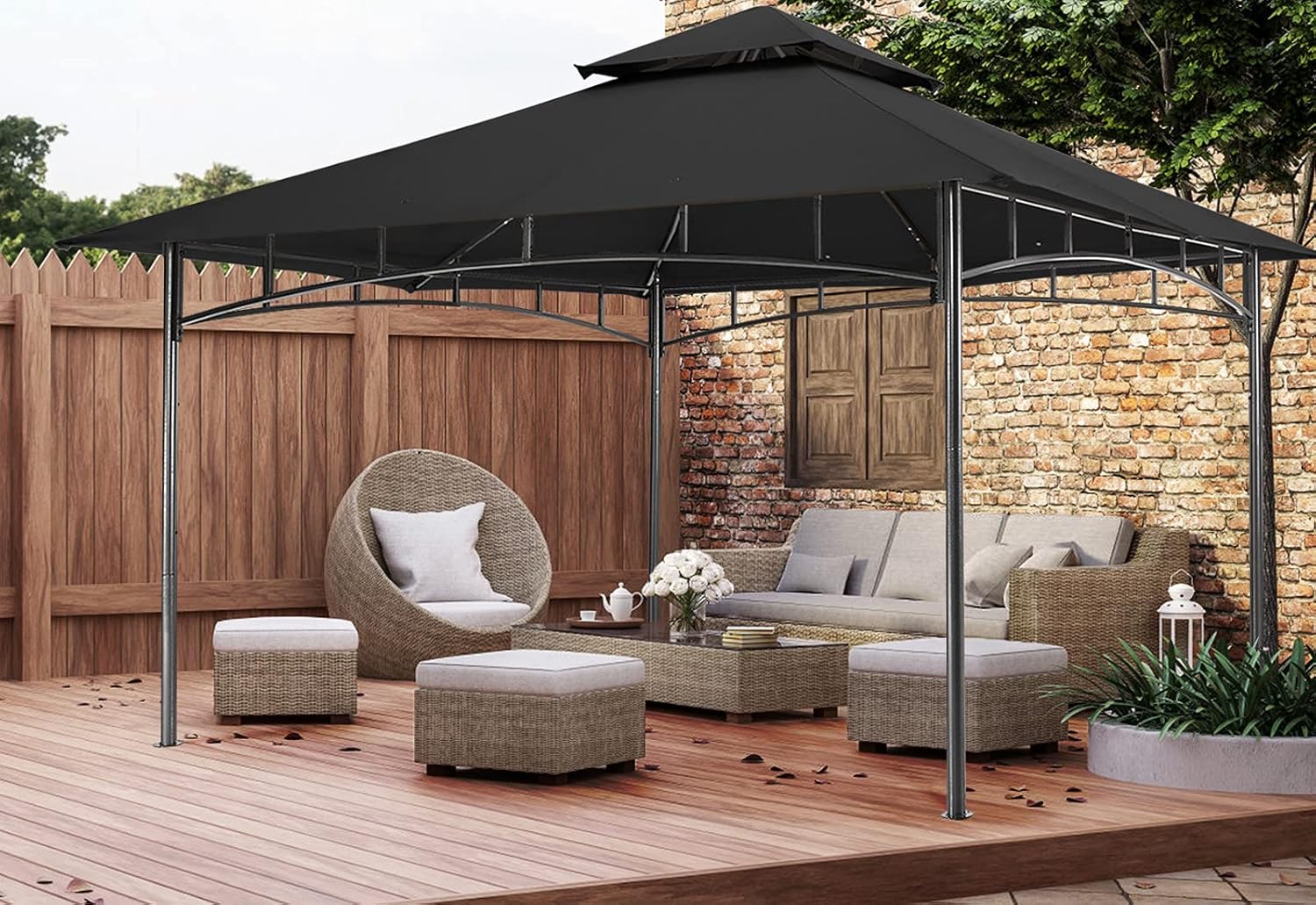MASTERCANOPY Outdoor Garden Gazebo for Patios with Stable Steel Frame (11x11, Black)