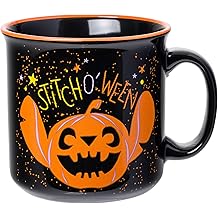 Silver Buffalo Disney Lilo and Stitch Halloween Jack O' Lantern Stitch O' Ween Ceramic Camper Mug, 20 Ounces