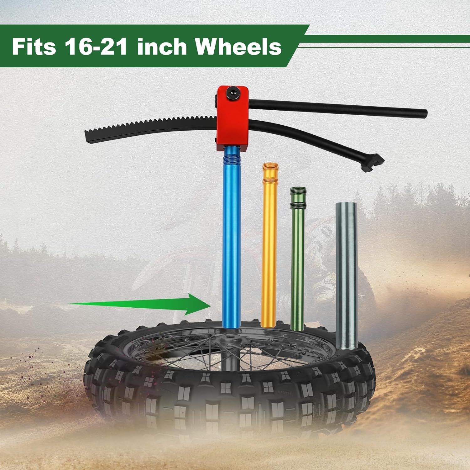 Dirt Bike Tire Changing Tools fit for Enduro, Motocross, Dirt Bikes 16" to 21" Wheels, with 15/17/20/25 mm Axle Shaft