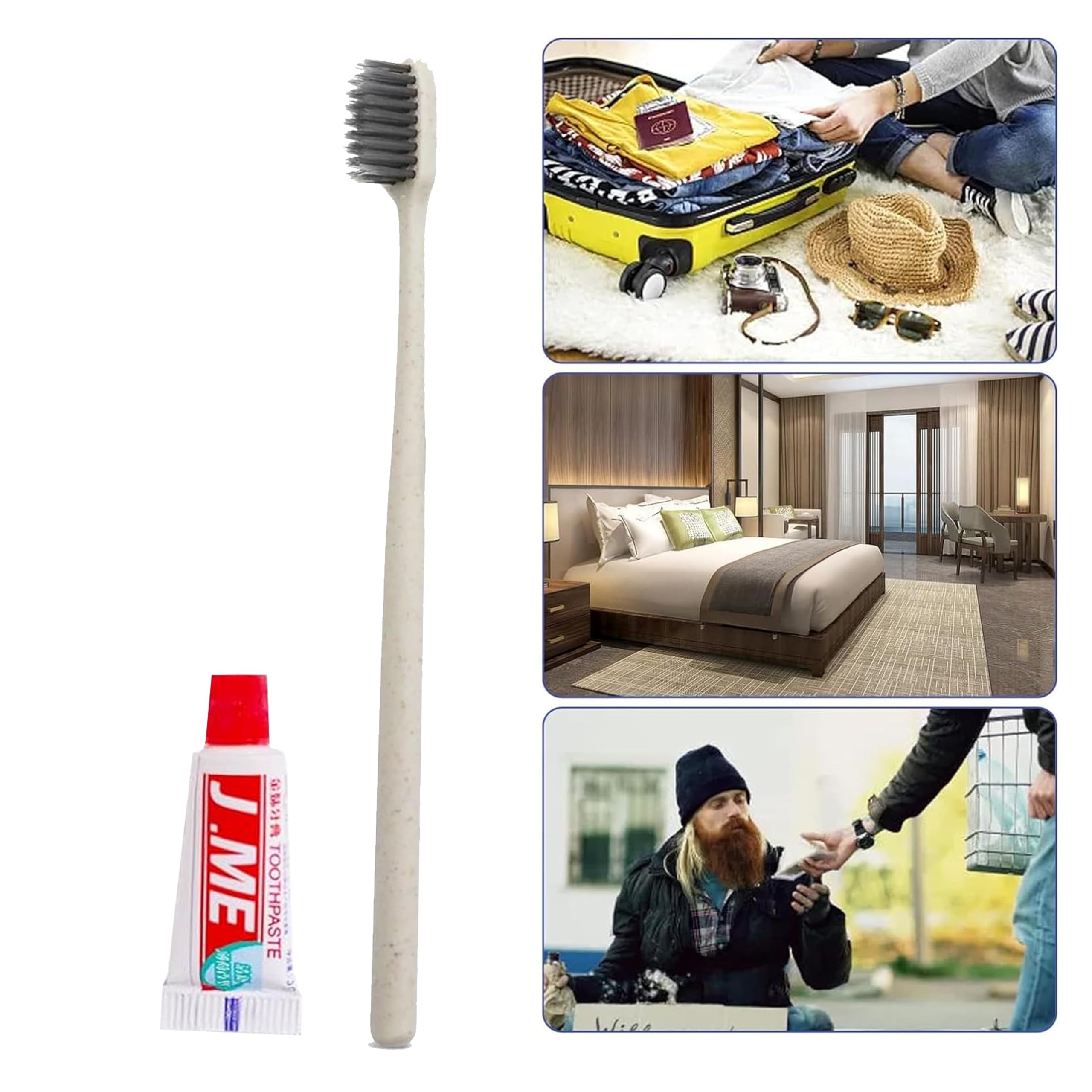 Cepillo De Dientes Desechable, 10 Cepillos De Pasta De Dientes Desechables, Empaquetados Individualmente Para El Equipo Del Baño Del Hotel, Lavado De Campamento De Viaje (10 Piezas)