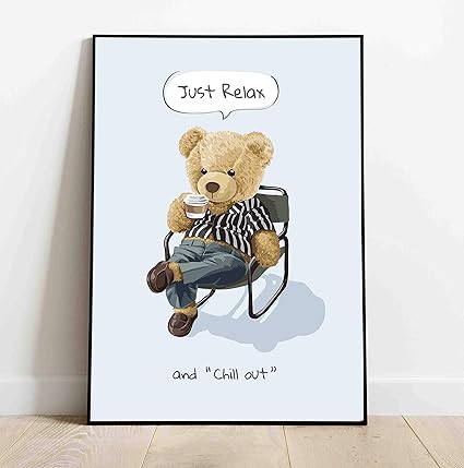 Amazon Co Jp 国内製造 かわいい リラックス テディベア モダン 北欧 ポスター クマさん アニマル おしゃれ インテリア イラスト ウォールペーパー フレーム 額 有or無 B008 42 30センチ A3サイズ ゴールドフレーム付き 家電 カメラ