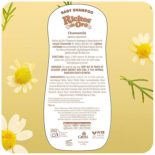 Miniatura 8 de Shampoo para Bebé Ricitos de Oro, Shampoo Limpiador, Acondicionador y Aclarante con Extractos de Manzanilla, Aclara y Acondiciona, Libre de
