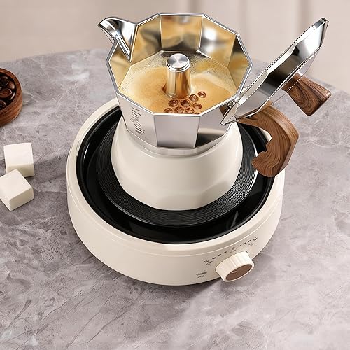 Miniatura 5 de Tissting Estufa eléctrica de 500 W, 110 V, mini calentador de tetera eléctrica, estufa de vidrio para tetera, quemador de placas calientes, estufa