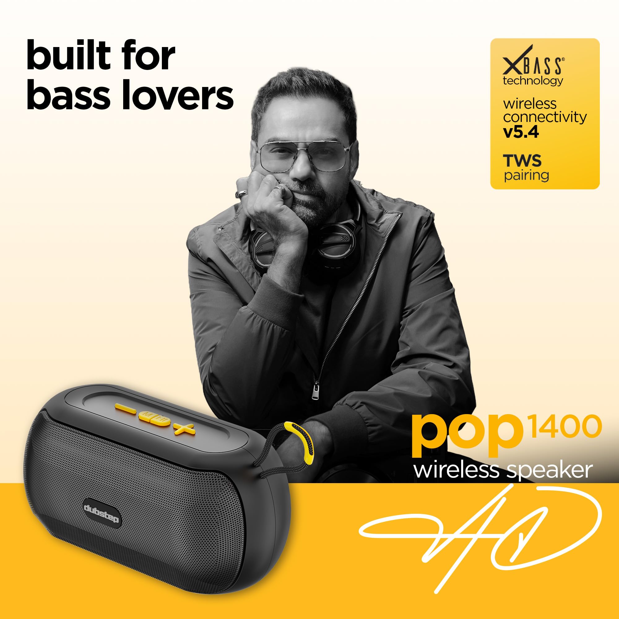 Dubstep Pop 1400 Portable Bluetooth Speaker | 14W Loud Sound, Deep Bass with XBASS, 16 Hrs Playtime, TWS Stereo Pairing, 52mm Driver, Splash-Resistant, Carry Strap (Black) — Amazon image 2