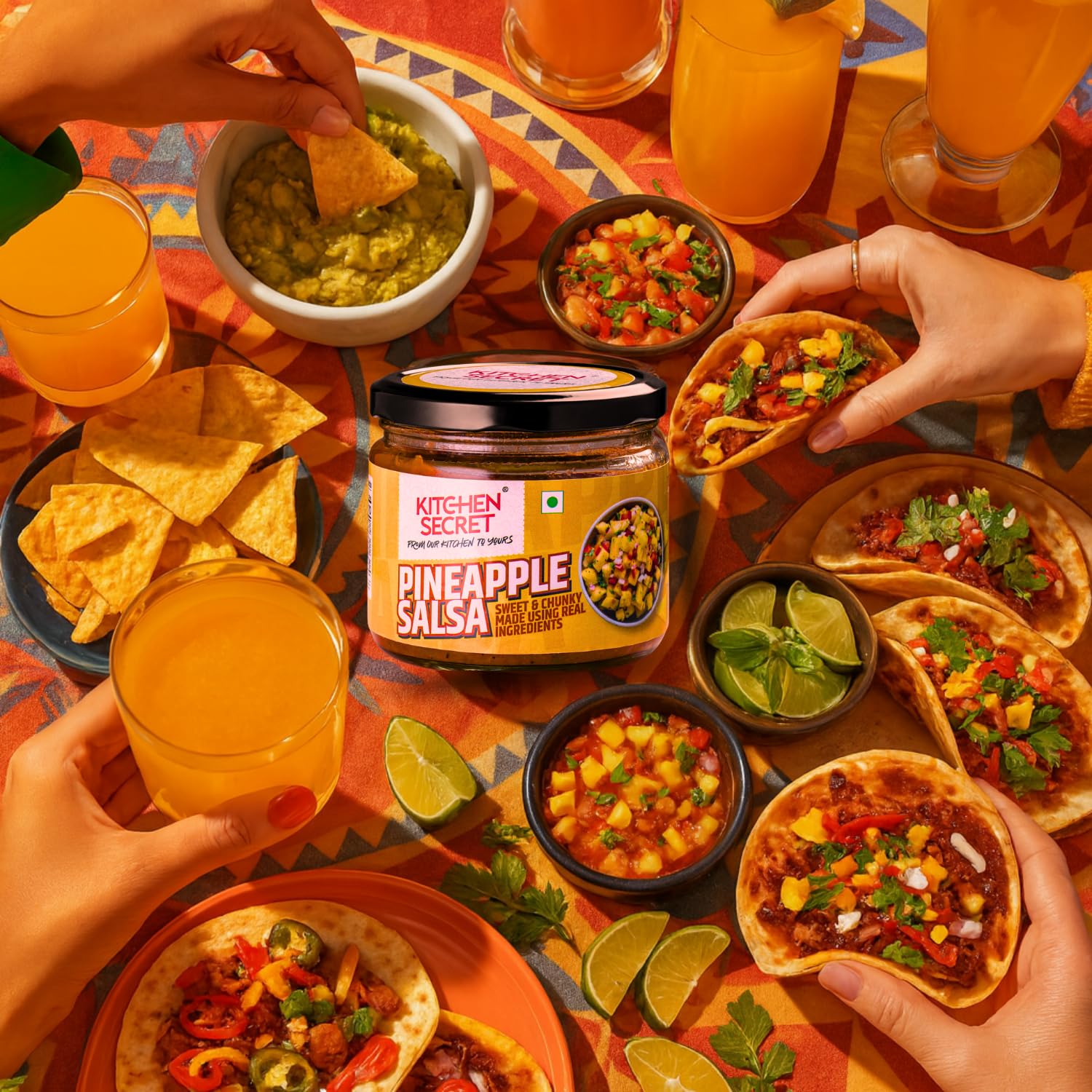 Kitchen Secret Pineapple Salsa 300gm - Salsa Dip Sauce with Tomato & Green Chilli - No Added Preservatives - Ideal for Snacks & Dips - Tasty Pineapple Sauce for Parties & More - Image 5 thumbnail