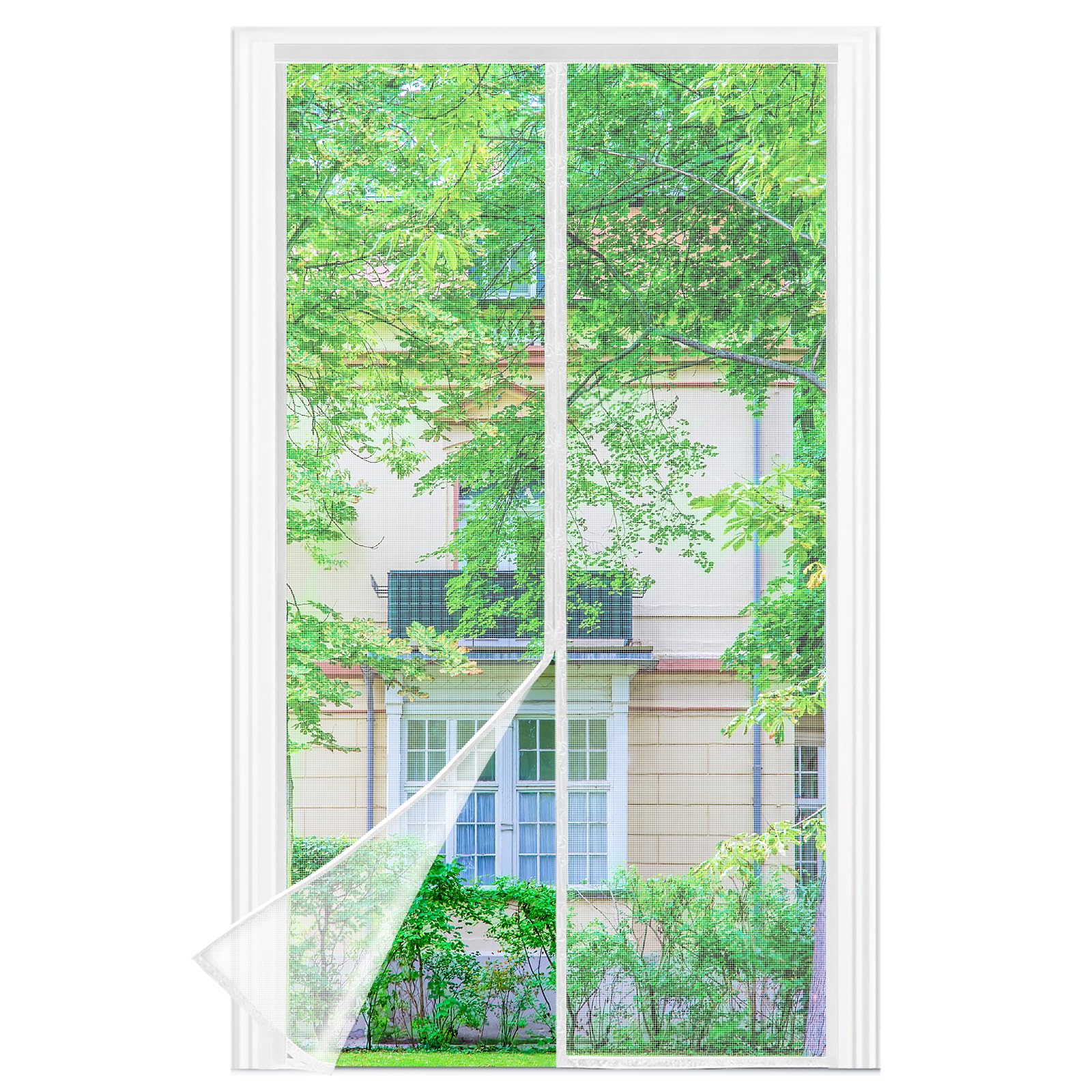 Fliegengitter Balkontür Magnet, 100 * 220cm Stärkere Magneten Fliegengitter Tür,3.8cm Breites Klettband, Fliegengittertüren Ohne Bohren, Insektenschutz Balkontür, Für Balkontür/Terrassentür, Weiß