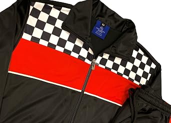 Royal Threads Mens Tracksuit Checker Boxed Track jacket & Track pants Full Suit Matching Jogging Set
