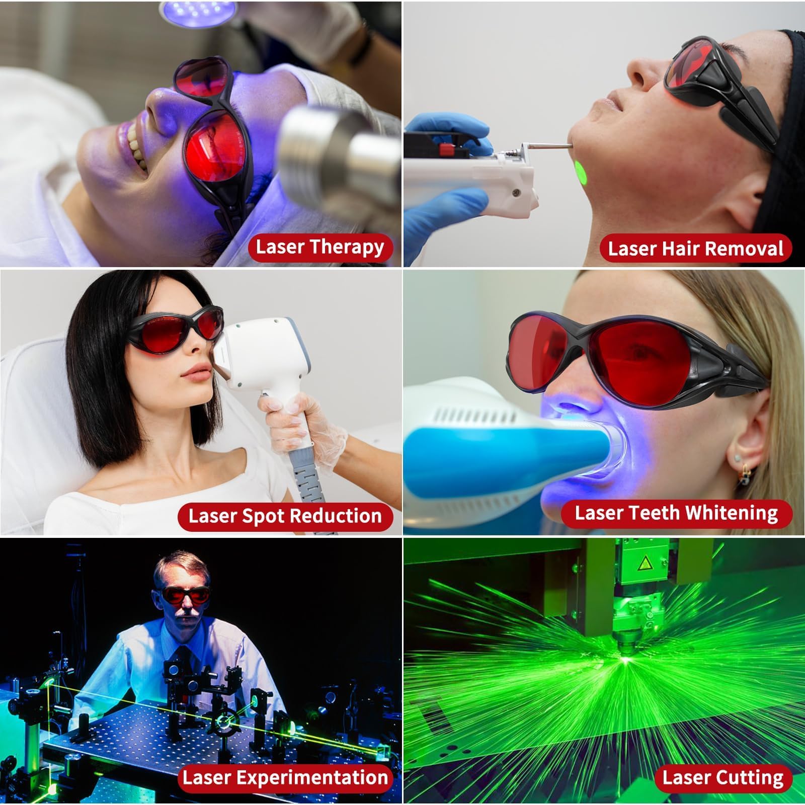 Lunettes de sécurité laser OD6+ 190-540nm et 800-1700nm - Yag, bleu, vert - Lunettes de protection laser et lumière UV pour 405 nm, 445 nm, 450 nm, 532 nm, 808 nm, 980 nm, 1064 nm, 1080 nm
