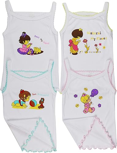 Miniatura 2 de ToBeInStyle - Camiseta sin mangas para niña con tirantes delgados y dobladillo fruncido, 4 unidades