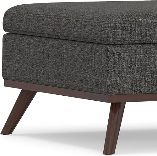 Miniatura 134 de SIMPLIHOME Owen - Bandeja rectangular moderna de mediados de siglo de 34 pulgadas de ancho, otomana pequeña para almacenamiento de mesa auxiliar, en